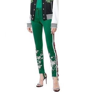 Gucci Green Floral Embroidered Stirrup Legging in Small